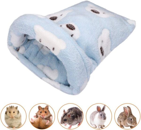 UKTYUAS Guinea Pig House Bed Hamster Bed Winter Warm Pet Bed Collection small pet bed accessories, Washable Small Pet Animals Cave Bed-Blue - Image 2