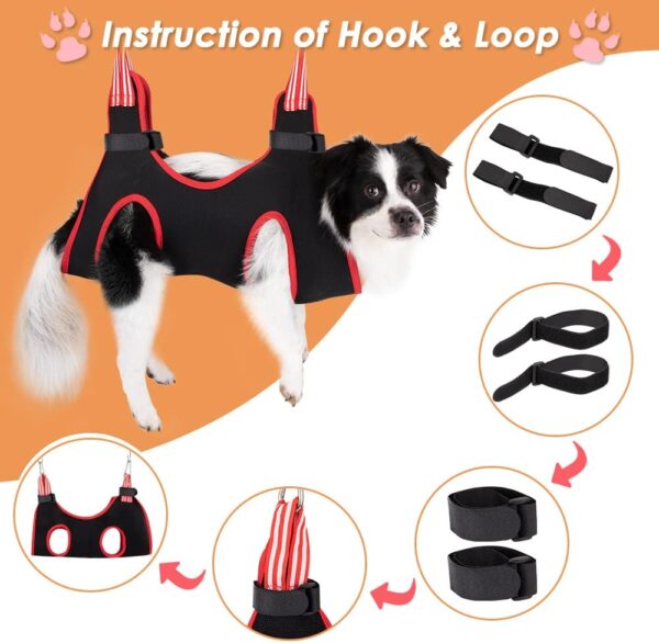 Eyein Pet Grooming Hammock Supplies Kit for Dogs & Cats, 12 In 1 Dog Grooming harness with Comb & Nail Clippers/Breathable Dog Grooming Restraint Bag for Pets Nail Trimming Bathing Ears Care Washing - Image 7