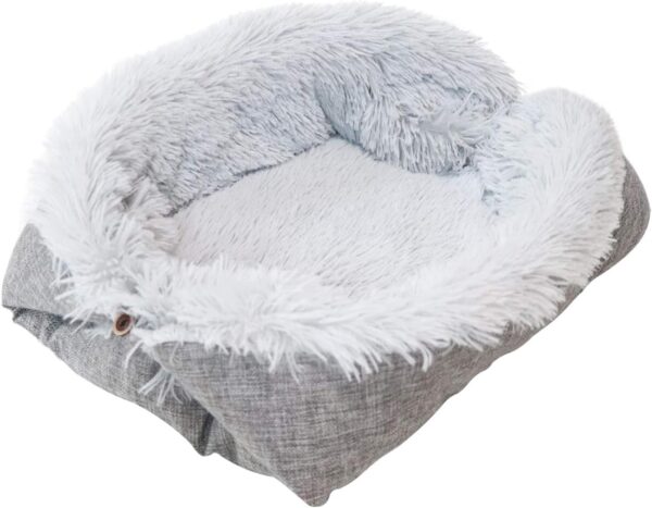 Nwvuop Soft Cat Bed Pet Beds for Cats Kittens Fluffy Cat Bed 2 in 1 Kitten and Puppy Sleeping Cushion Bed Warm Cat Bed, Grey - Image 7