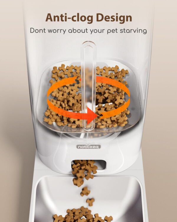 Nobleza 4L Automatic Cat Feeder, APP Control, 2.4G WiFi Smart Dry Food Dispenser with Stainless Steel Bowl, 10s Voice Recorder, Battery Operated, Portion Ccontrol, 1-10 Meals per Day. - Image 7