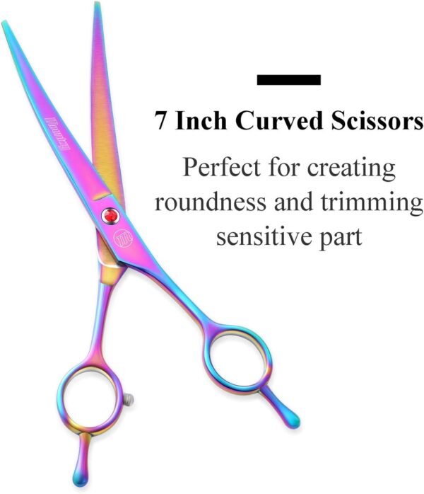 Professional Dog Grooming Scissors Set, 7 Inch/8 Inch Pet Grooming Scissors Chunkers, Curved, Thinning Shears for Dog with Comb - Image 4