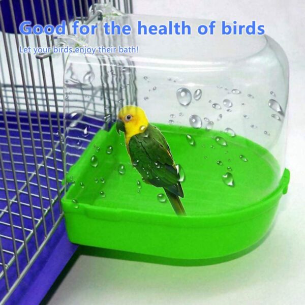 WideSmart 2pcs Bird Bath for Cage,Pet Bird Parrot Bath Box Bird Bathtub Hanging Birdbath Bird Cage Supplies with Hooks Bird Bath Box Bird Cage Accessory for Small Birds Canary Budgies and Parrot - Image 5