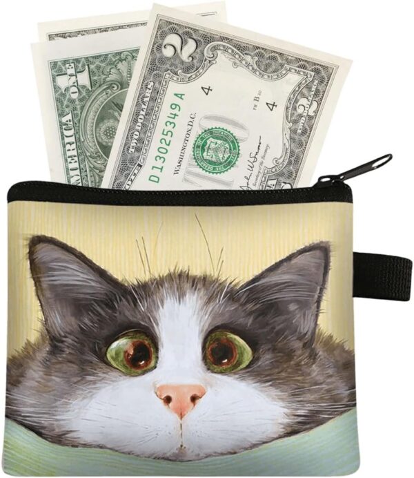 FAVORTALK Cash Bag Cute Cat Gifts Bank Bag for Cash Passports Notary Supplies Medicine Valuable Storage Bag Small Purses for Women with Zip, 13812 - Image 4