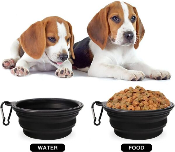 Collapsible Dog Bowl,Collapsible Dog Water Bowls for Cats Dogs, Portable Pet Feeding Watering Dish,Portable Dog Water Food Bowl with Carabiner (Medium(650ML), Black) - Image 3