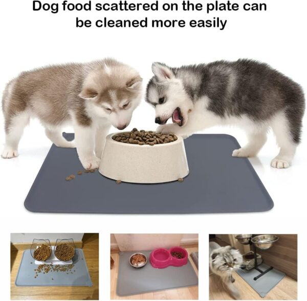 Emwel Dog Food Mat, Silicone Dog Bowl Mat, Non-Slip Cat And Dog Feeding Mat, Waterproof Dog Placemat L (47 * 30) - Image 7