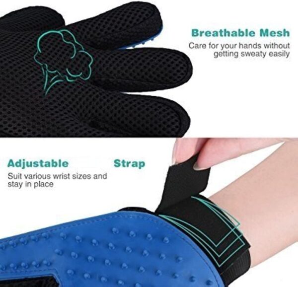 Pet Glove: Grooming Tool + Furniture Pet Hair Remover Mitt - For Cat & Dog - Long & Short Fur - Gentle Deshedding Brush - Rubber Tips for Massage - Soft Groomer Mitt (1 right hand) - Image 3