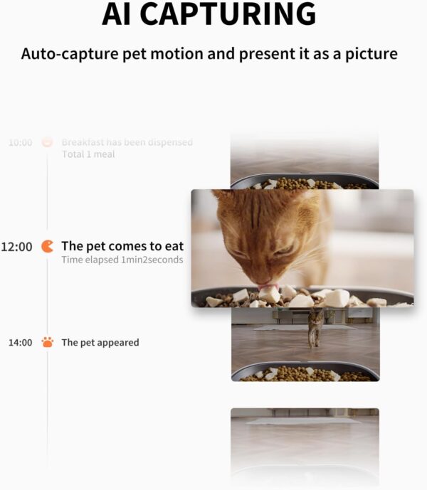 PETKIT Automatic Cat Feeder with Camera,1080P HD Video with Night Vision, 5L Auto Pet Feeder for Cat Dog, 2-Way Audio, Battery-Backup, Low Food & Motion Sensor, WiFi Enabled Cat Food Dispenser - Image 3