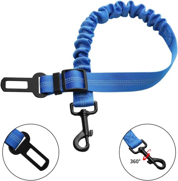 Dog Car Harness,Dog Seat Belts for Cars UK, Dog Safety Seat Belt Adjustable with Elastic and Safety Buckle of Car Travel Accessories for Pets(Blue) - Image 2