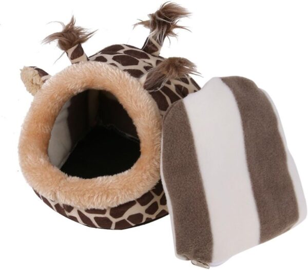 Winterworm Soft Plush Pet Cave Pet Bed with Removable Pad for Hamster Hedgehog Guinea Pig Baby Cat (Giraffe, L) - Image 2