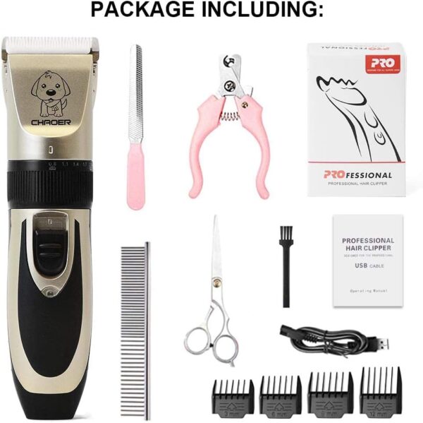 Eyeleaf Pet Dog Grooming Clippers - Rechargeable Low Noise Cordless Pet Clippers, Professional Dog Hair Trimmer Grooming Kit with 4 Guide Combs and Cleaning Brush Nail Kits for Dogs Cats Any Animals - Image 7