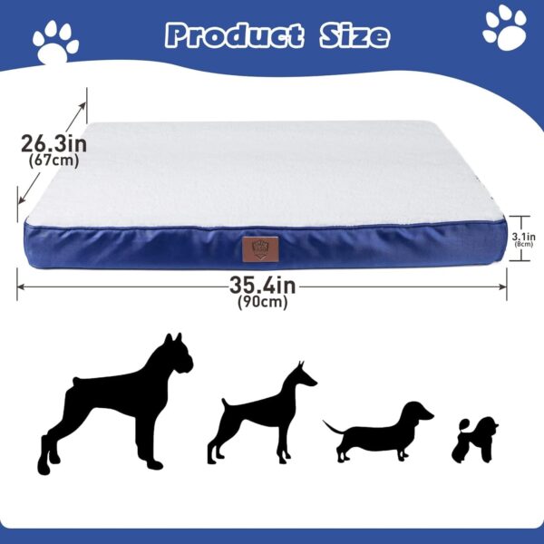 ZNM Dog Beds Large, Orthopedic Dog Crate Mattress with Washable Cover, Reversible Pet Bed Mat for Large Medium Dogs, Blue - Send 1 Lint Roller - Image 3