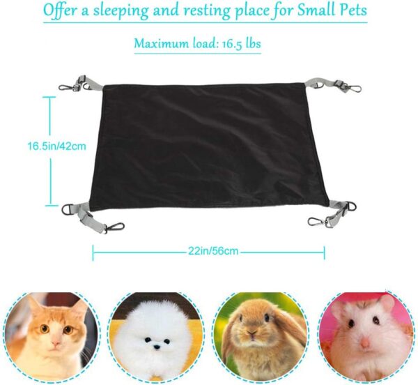 RivenAn Hanging Cat Hammock, Pet Hammock for Cage, Adjustable Cat Bed Two Sides Comfortable/Waterproof Resting Sleepy Pad for Cats Small Dogs Rabbits or Other Small Animals (Black) - Image 3