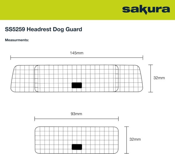 Sakura Headrest Dog Guard For Cars SS5259 - Easy Fit For Most Vehicles Hatchbacks SUVs Estates MPVs – Width Adjustable No Tools Needed, Black,93 x 32 x 6 cm - Image 5