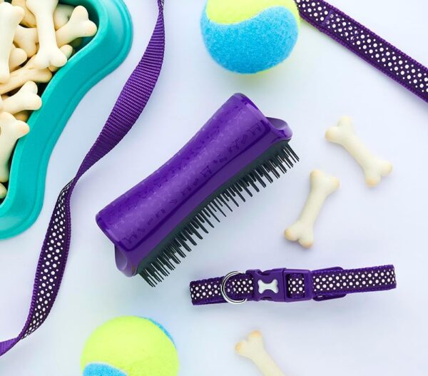 Tangle Teezer | Pet Teezer | De-Shedding and Dog Grooming Brush | Dry Brush or Dog Bath Brush | Purple & Grey - Image 6