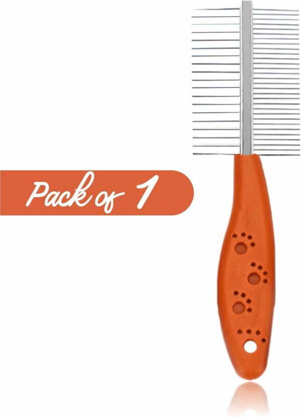 Dog Grooming Comb Heavy Duty Professional Shedding Brush Durable Dog Detangler Brush With Handle Pet Comb Metal Teeth Double Sided Fur Rake Tool Deshedding Comb Reusable Pet Trimmer Supplies (1Pc) - Image 2