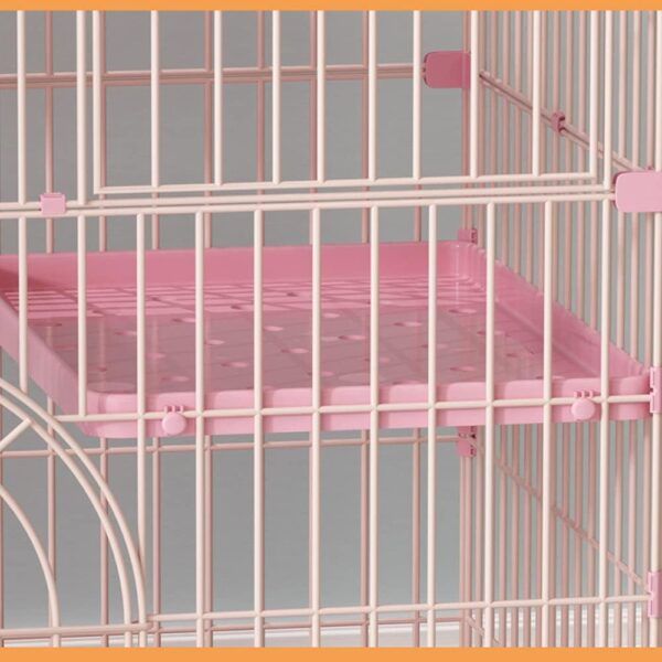 3-Tier Cat Home Cat Cage Playpen,Cat Houses in Pet Supplies Training Play, Small Animal Cage, 2 Entrances, hooks for easy assembly - 76 x 50 x 90 cm, Pink - Image 3