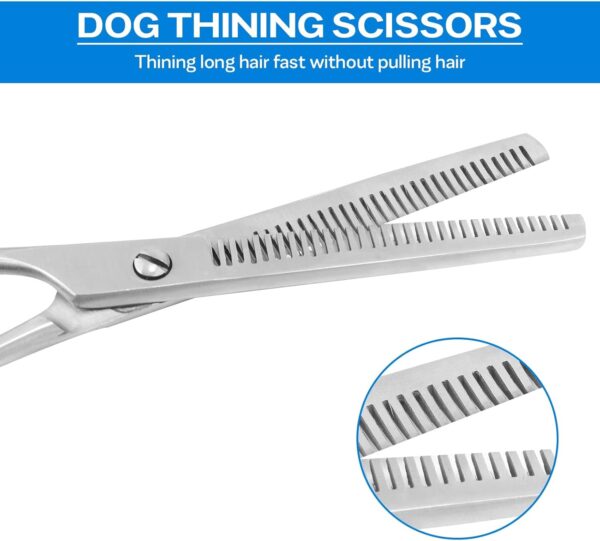 SS INSTRUMENTX Thinning Scissors for Dogs 6.5 Inch Professional Double Sided Blades Thinning Shears for Pets Dog Grooming Scissors Stainless Steel Pet Cat Dogs Groom Pets at Home (Silver) - Image 3