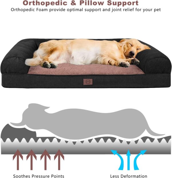 Orthopedic Memory Foam Dog Bed for Medium, Large and Extra Large Dogs, Bolster Dog Bed Waterproof Dog Beds with Removable Washable Cover Waterproof Lining and Anti-Slip Bottom - Image 3