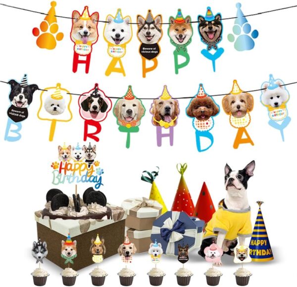 24Pcs Dog Themed Party Decoration Set,Birthday Decorations Doggy Theme Puppy Party Set Dog Party Supplies Pet Dog Party Pack for Birthday Party Including Cupcake Toppers Kids Birthday Decorations - Image 6