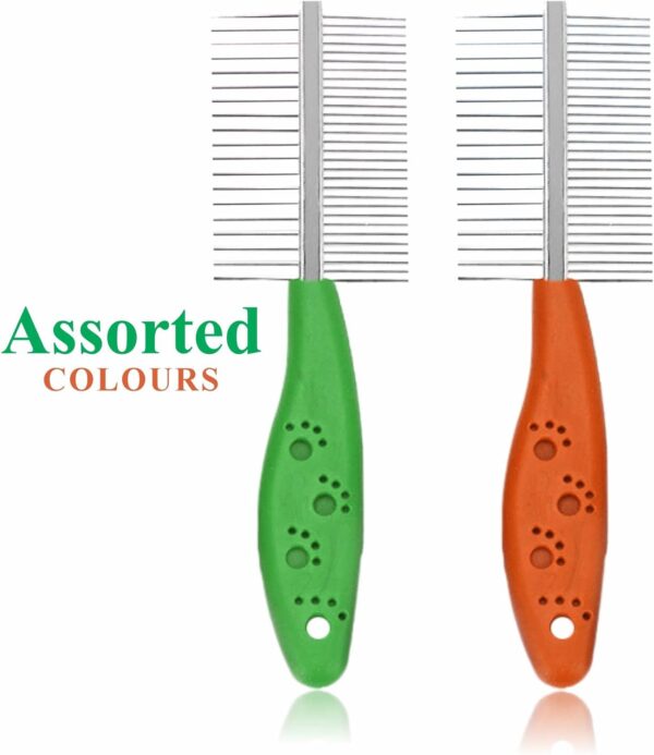 Dog Grooming Comb Heavy Duty Professional Shedding Brush Durable Dog Detangler Brush With Handle Pet Comb Metal Teeth Double Sided Fur Rake Tool Deshedding Comb Reusable Pet Trimmer Supplies (1Pc) - Image 3