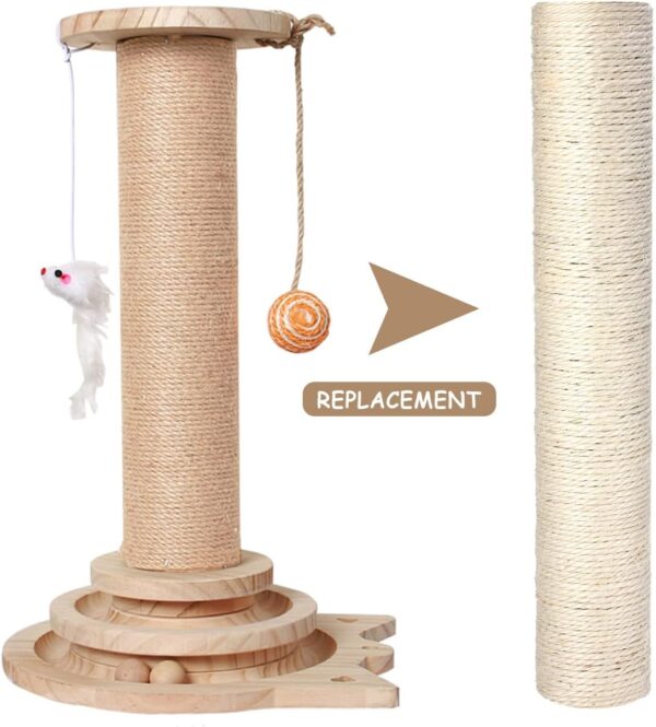 Pinkgarden Natural Sisal Replacement Cat Scratching Post, 15.7'' 2 Pieces M8 Cat Scratch Post Refill Pole Parts for Refurbishment, White, Include Screws - Image 4