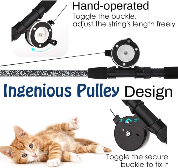 Pawaboo Cat Feather Toys, 4 Pack Interactive Cat feather Teaser Wand Toys, Retractable Fishing Pole Wand Catcher Exerciser with Refill Fish, Dragonfly Worm with Bells, Fun Cat Kitten Kitty Playing Toy - Image 3