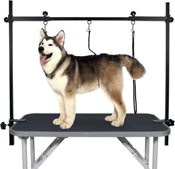 LEIBOU Dog Grooming Arm H-Shape Pet Dog Grooming Table Arm with 3 Noose and Clamp for Dogs and Cats Heavy Duty Aluminum Alloy Frame with 35.4” Adjustable Height and 36.2” ~ 50” Adjustable Width - Image 9