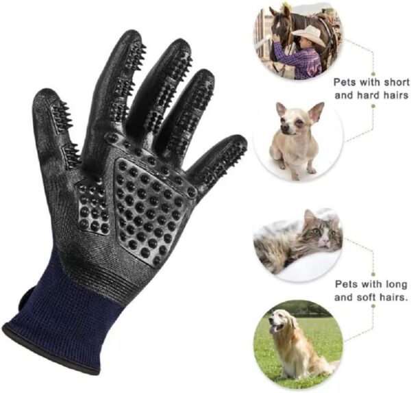 Bestbuy Pet Grooming Gloves - Improved Five Finger Design Rubber Glove Gentle De-Shedding Brushes for Cats, Dogs & Horses (Blue) - Image 5