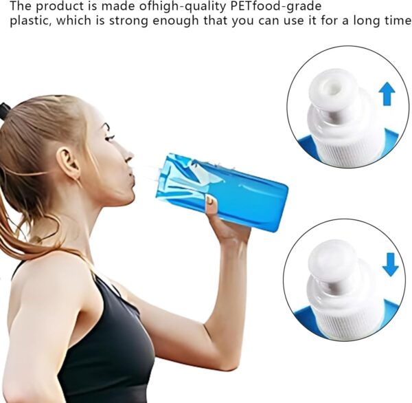 YSBCNK 6pcs Collapsible Water Bottle, Plastic Water Bag,Water Container, 500ml Folding Water Carrier,Outdoor Folding Water Bag for Sport, Hiking, Camping, BBQ, Picnic, Car, Gift,blue - Image 3