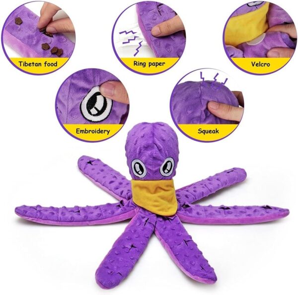 TOTARK Snuffle Toys for Medium Large Dogs, Interactive Octopus Toys for Boredom Dog Games Brain Stimulating Toys, Squeaky Dog Treat Puzzle Toys for Foraging Instinct Training Slow Feeding - Image 2