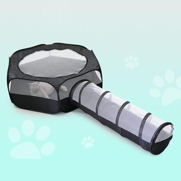 Cat Tunnel & Cube Toy For Small Pet Hideaway Tunnel Playtent Toy Durable Dog Sleeping Tunnel Playtent Cat Indoor Playpen Pet Playpen Foldable Pet Playpen Pet Supplies - Image 8