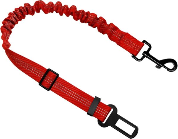 Dog Car Harness,Dog Seat Belts for Cars UK, Dog Safety Seat Belt Adjustable with Elastic and Safety Buckle of Car Travel Accessories for Pets (Red) - Image 4