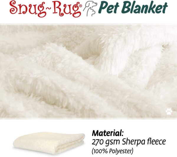 Snug Rug Luxury Pet Blankets - Fluffy Sherpa Fleece Blanket Soft and Warm Dogs and Cats – Washable Throw for Car Sofa Bed (Small 88 x 60cm, Cream) - Image 3