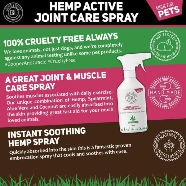 Hemp Active Joint Care Spray | Instant Soothes Muscle & Joint | Quick Absorb | 100% Cruelty Free Vet Recommended | Best For Dogs And Horses | Amazing Essential Oil Embrocation - Image 3