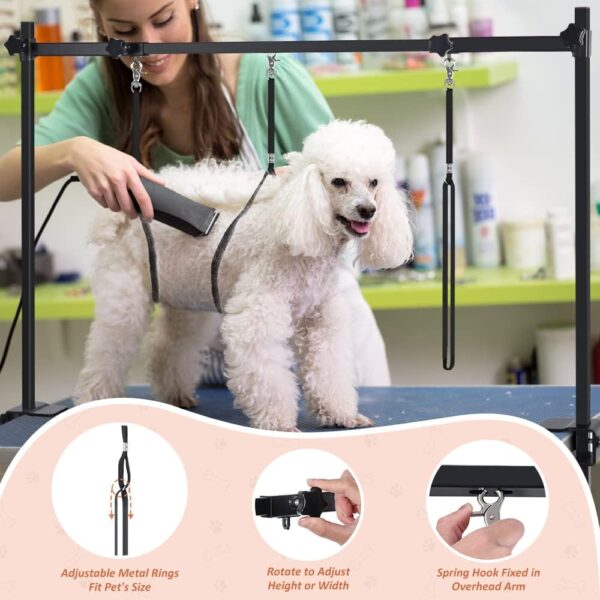 HIDOG Dog Grooming Arm with Clamp, H-Shape Adjustable Dog Grooming Table Arm with Loop Noose, Height and Width Adjustable Pet Grooming Supplies for Dogs and Cats - Image 3