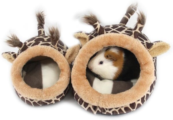 Winterworm Soft Plush Pet Cave Pet Bed with Removable Pad for Hamster Hedgehog Guinea Pig Baby Cat (Giraffe, L) - Image 7