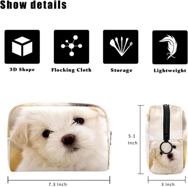 Cosmetic Bags for Women, Makeup Bag Travel Toiletry Bag Accessories Organizer, White Pet Dog - Image 2