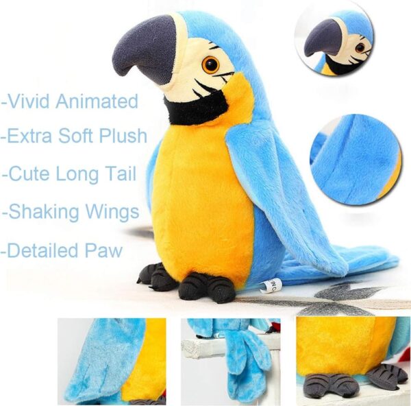 Cutiest Talking Parrot Toy Mimicry Pet Speaking Plush Toy Repeat What You Say Waving Wings Electronic Record Bird Toy Stuffed Animal Interactive Sensory Educational Toy Birthday Xmas Gift - Image 5