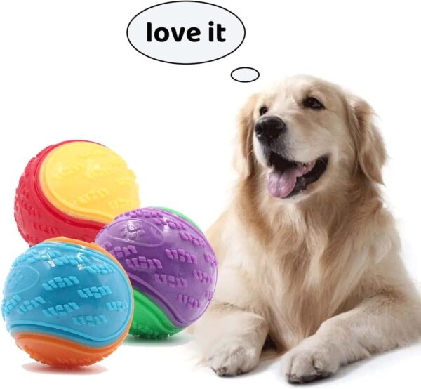 Irunfast 3Pcs Squeaky Dog Ball, Dog Toys Teeth Cleaning Puppy Chew Toys Pet Training Ball Dog Interactive Dog Ball for Teeth Cleaning & Training Fun for Dogs - Image 5