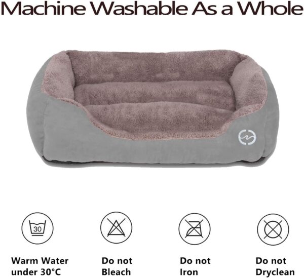 FRISTONE Dog Beds Medium Washable Pet Sofa Cat Bed Deluxe Soft Basket Cushion for Medium Small Dogs Orthopedic Fleece Thick Blanket Kennel XL Grey 32x24 in - Image 5