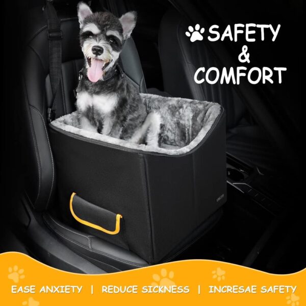 UNICITII Dog Car Seat for Small Dogs, Elevated Dog Booster Seat Pet Travel Carrier Bed for Car with Adjustable Straps Pet Car Booster Seat for Small Dogs Cats - Image 7