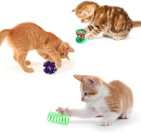 20 Pcs Cat Toys for Indoor Kitten, Collapsible Tunnel, Interactive Feather Wand Ball Spring Mice Toy for Puppy Kitty - Image 5