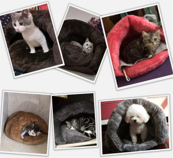 Soft Indoor Pet Bed Sofa 2 in 1 Pet Nest Portable Cat Puppy Sleeping Bag Bed Carpets Foldable Pet Cave Half Covered Slipper Shape Bed Cave House Thermal Warmer Winter Cozy Bed Hut(less than 4.5 lb) - Image 6