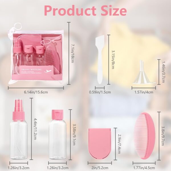 Flintronic Travel Bottles Set for Toiletries, Leak-Proof Silicone Travel Containers, Small Mini Empty Squeeze Bottles Travel Accessories for Toiletries, Shampoos, Conditioner and Lotion-Pink - Image 2