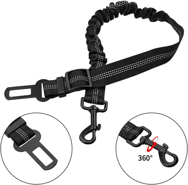 Dog Car Harness, Dogs Car Seat Belts 53cm Dog Safety Seat Belt Adjustable with Elastic and Safety Buckle of Car Travel Accessories for Pets (Black) - Image 2