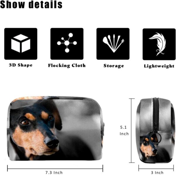 Cosmetic Bags for Women, Makeup Bag Travel Toiletry Bag Accessories Organizer, Black Dog Lovely Animal Pet - Image 2