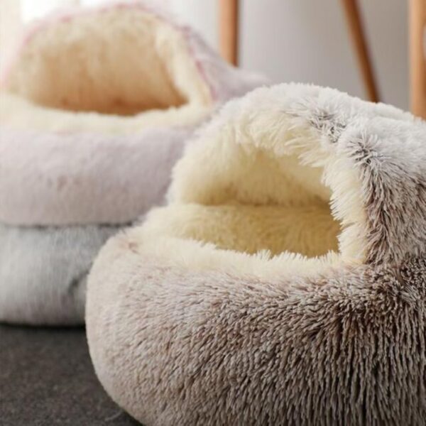 Ezmine Pet Tent Cave Bed For Small Cats Dogs Pets Plush Slipper Dog Bed Fluffy Puppy Sleeping Bag Warm Claming Cat Beds Kitty Bed Cozy Indoor Cave Bed For Kitten Dog Non-slip Bottom 50cm - Image 5