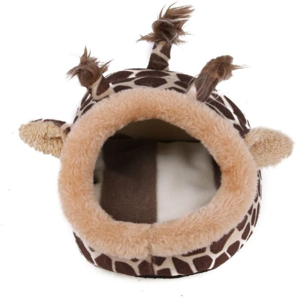 Winterworm Soft Plush Pet Cave Pet Bed with Removable Pad for Hamster Hedgehog Guinea Pig Baby Cat (Giraffe, L) - Image 3