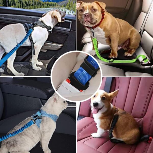 Dog Car Harness,Dog Seat Belts for Cars UK, Dog Safety Seat Belt Adjustable with Elastic and Safety Buckle of Car Travel Accessories for Pets(Blue) - Image 4