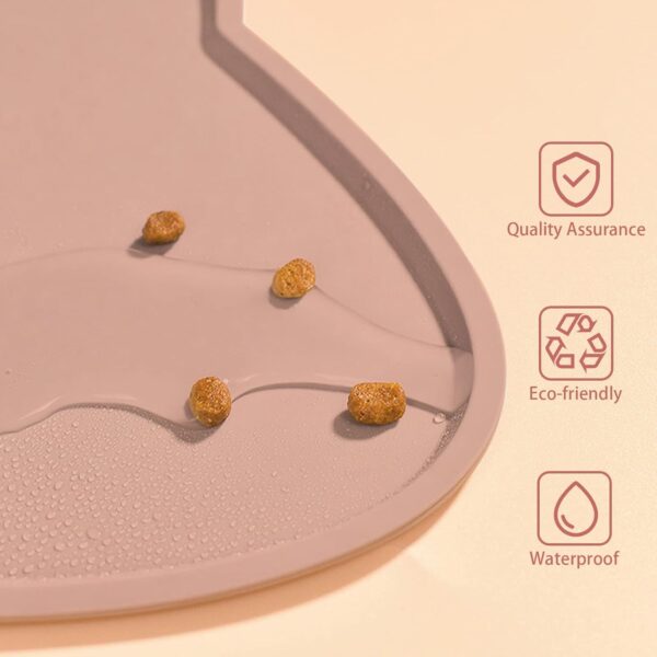 Cat Food Mat, Silicone Pet Feeding Mat Non Slip Dog Bowl Mat Waterproof Tray Cushion (Tea Rose) - Image 4